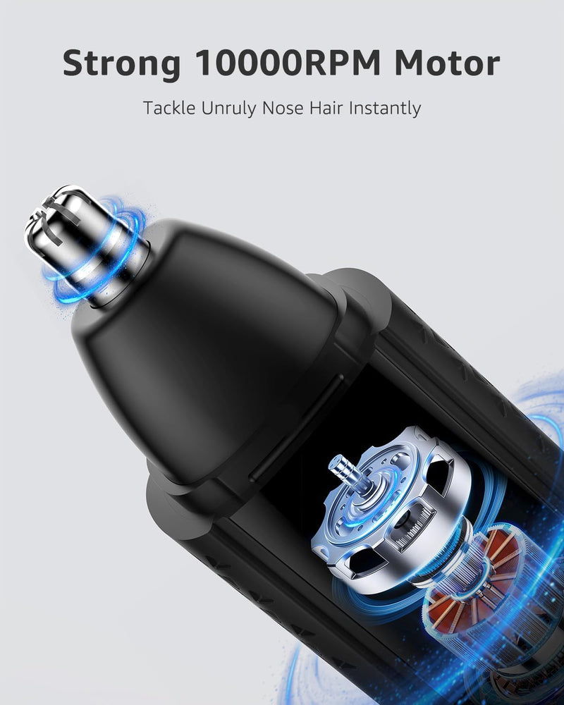 MANSPOT Nose Trimmer for Men Ear Nose Hair Trimmer, 10,000 RPM Ultra-Fast Electric Nose Trimmer with Vacuum Suction, USB-C, 90min Ultra-Long Battery Life, Magnetic Blade, Easy Cleaning, Wet & Dry Use