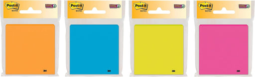 Super Sticky Notes 3 x 3 in (76 x 76mm) 3365 Rio Assorted colors, 1 pad/pack Extra Sticky Notes For Note Taking, To Do Lists and Reminders Clean Removal Recyclable 65 sheets/pad - 1 unit
