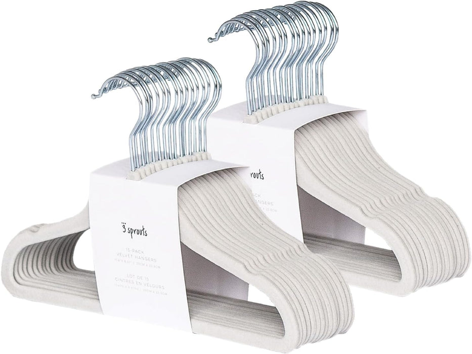 3 Sprouts Baby Hangers, Non-Slip Velvet Hangers, Kids Hangers - Pack of 15 - Pink