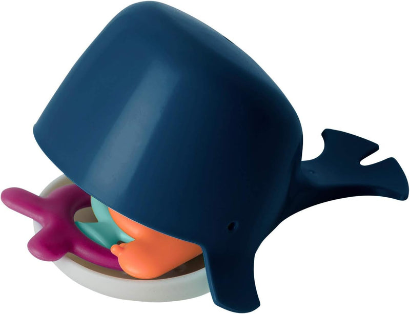Boon Chomp Whale Bath Toy - Interactive Baby Bath Toys for Sensory Fun - Sensory Toddler Toys for Bath Time - Baby Gifts and Stocking Stuffers - Ages 12 Months and Up - Navy Whale