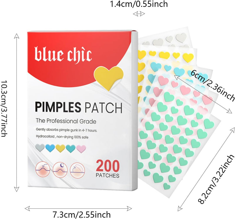 DWUENT Star & Heart Hydrocolloid Acne Patches 400pcs - Cute Colorful Pimple Dots with 2 Travel Boxes, Fashion Skincare for Blemish Care