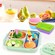 60 PCS Silicone lunch box dividers, reusable bento accessories, silicone cupcake liners, children's bento box accessories with forks, used for school, work, and travel