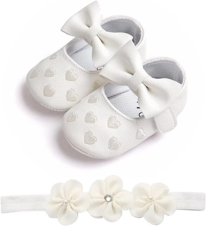 JZLIFE First Walking Shoes,Anti-slip,Comfortable and Breathable Baby Shoes with Hair Band,Baby Gift for Newborn Baby
