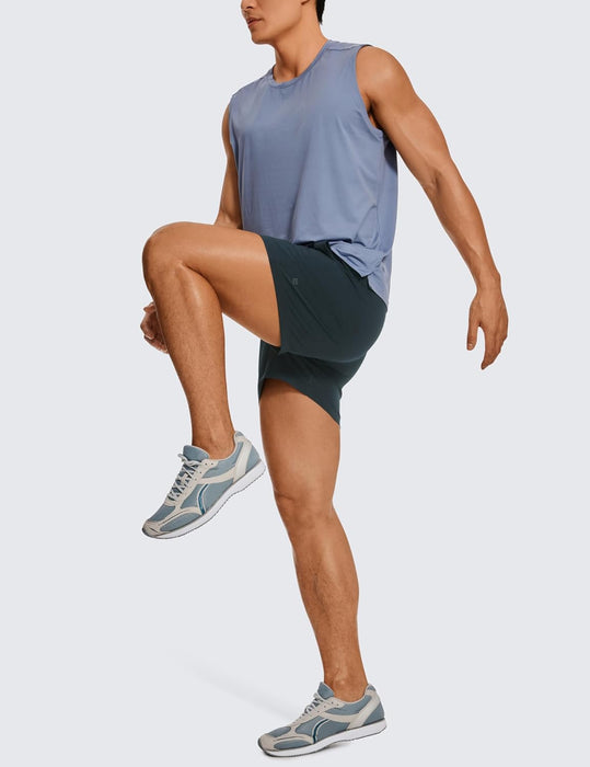 CRZ YOGA Men's Linerless Workout Shorts - 5'' Lightweight Quick Dry Running Sports Athletic Gym Shorts with Pockets
