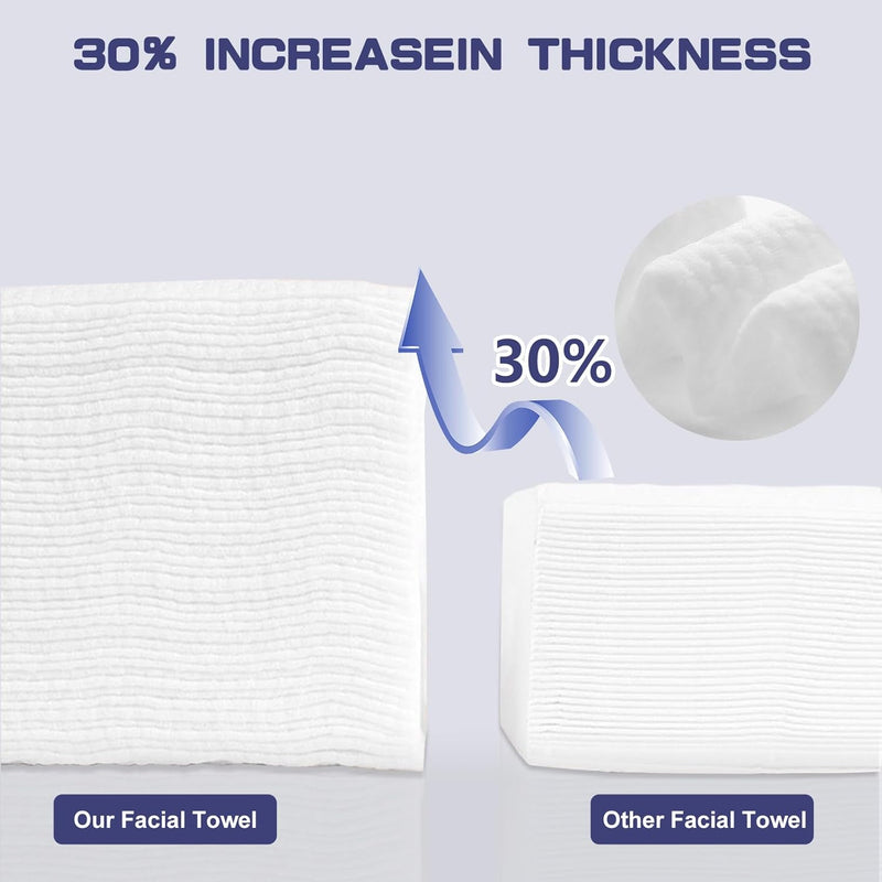 BODFPPC Disposable Face Towel, 100 Count Face Clean Towels, for Washing Soft Cotton Dry Wipes Facial Cloths Towelettes for Washing and Drying, Facial Tissue for Cleansing, Skincare and Makeup Remover