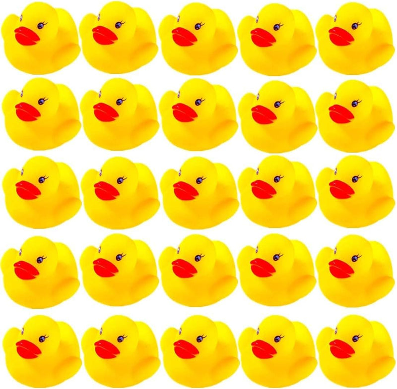 DZTIAN 51-Pieces Float & Squeak Mini Rubber Duck Baby Bath Ducky Sound ShowerToys for Kids Celebrate The Joy of The Children（1.6"x 1.5" x 1.2"）
