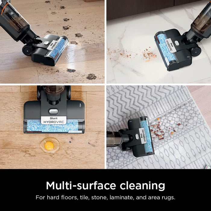 Shark Wet & Dry Vacuum Cleaner Universal Cordless Vacuum Cleaner for Hard Floors, HydroVac MessMaster, 3 in 1 Self-Cleaning System, High Suction Power with 2 Brush Rollers and 2 Solutions