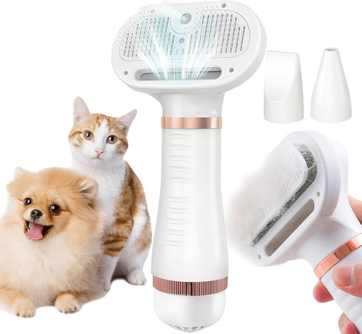 Steam Pet Grooming Dryer Brush 600 W Ionic Hot-Air Groomer with Detangling Slicker, Cool-Mist Spray, 3 Speeds & Nozzles, One-Click Self-Clean for Cats, Dogs, Rabbits & Furry Pets