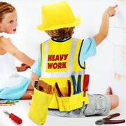 AMERTEER Construction Worker Costume for Kids Builder Dress-Up Set with Tool Belt, Hard Hat, Safety Vest & Toy Tools Pretend Play Outfit & Halloween Costume for Boys & Girls Ages 3-6