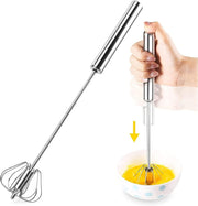 MARKQ Semi-Automatic Egg Whisk, 14 Inch Stainless Steel Handheld Whisk For Home Blending, Milk frother, Whisking, Egg Beating, Stirring, Hand Push Rotary - Large