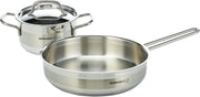 Korkmaz Alfa 9 Pieces Tri-Ply Bottom Stainless Steel Cookware Set Sandwich Bottom Induction Compatible Cookware Pots and Pans Set Silver - KA1660 - SILVER