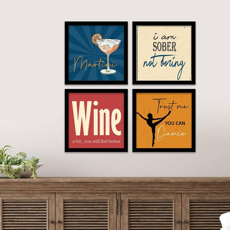 kotart Engineered Wood Photo Frames For Kitchen And Restaurant Wall Decoration - Food Quotes Decor Poster With Frame (11 Inch X 11 Inch, Multi) Design-2, Square)
