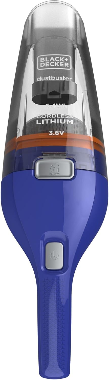 Black & Decker Dustbuster NVC115WA Cordless Handheld Vacuum Cleaner (3.6 V Lithium, Bagless + Wireless, Wide Suction Opening, Removable Dust Container, Includes Crevice Nozzle Upholstery Brush, - Cobalt Blue