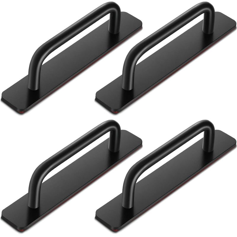Funrous 6 Inch Adhesive Cabinet Handles Handle Pulls Cabinet Kitchen Pulls Kitchen Cupboard Handles Self Stick Instant Cabinet Pulls Hardware Kitchen Cabinet Handles for Door Knobs (Black, 4 Pcs)