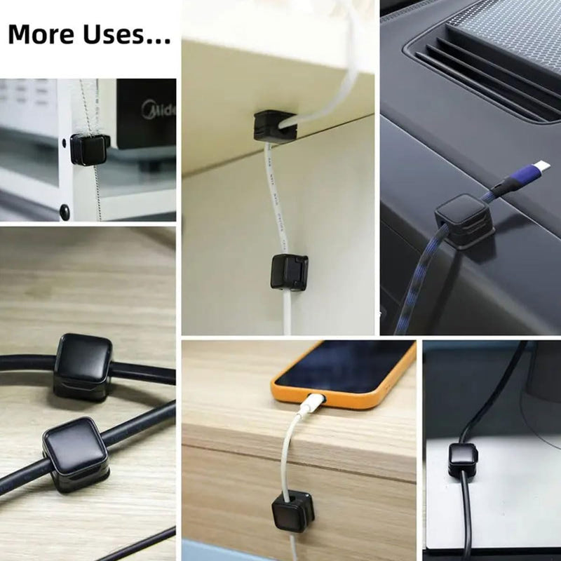6 Pack Magnetic Cable Clips Spring Cable Holder Clips Cable Management Clips Adhesive Cord Wire Holder Keeper for Home Office Desk Phone Car Wall Desktop Nightstand