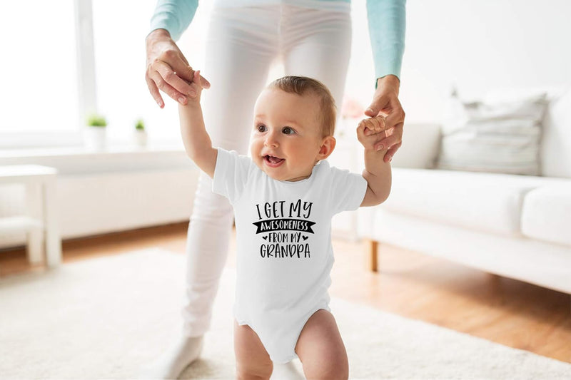 I Get My Awesomeness From My Grandpa - Grandpas Sidekick Funny Romper, One-Piece Baby Bodysuit