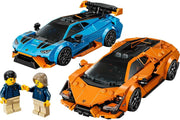 Speed Champions Lamborghini Revuelto & Huracán STO - Toy Race Cars Model Kit incl. 2 Driver Minifigures - Birthday Gift for 10+ Year Old Boys - 77238