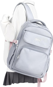 WEPOET Basic Backpack For School,Casual College Backpack Women,Waterproof Middle Bookbag For Teen Girl - A6-grey