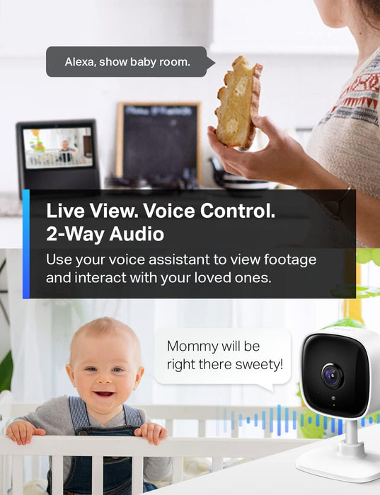 Tapo TP-Link Indoor Security Camera for Baby Monitor, Dog Camera w/Motion Detection, 2-Way Audio Siren, Night Vision, Cloud & SD Card Storage(Up to 128 GB), Works w/Alexa & Google Home (C100)