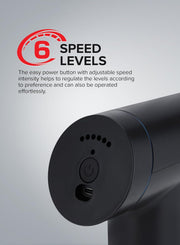Olsenmark 6-in-1 Percussion Massage Gun Cordless & Rechargeable Deep Tissue Massager with 6 Detachable Heads, 6 Speed Levels, Ergonomic Grip for Full-Body Pain Relief, Stress Reduction, Black