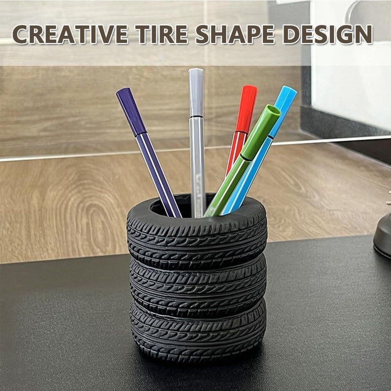 Goodern 2 Pcs Tire Shaped Planter Pencil Holder,Pen Holder for Desk Accessories Organizer,Tire Succulent Cactus Planter Pot,Pen Stand for Home,Office,Tabletop,Desk,Pen,Pencil,Makeup Brush Organizer