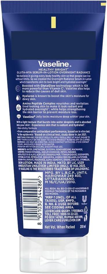 Gluta-Hya Overnight Radiance, Serum-In-Lotion, Boosted With Amino Peptide, 200ml