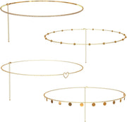 Metal Waist Chain for Women Girls Adjustable Body Link Belt Fashion Belly Jewelry 4 Pieces Belly Waist Chain, Summer Body Beach Jewelry for Jeans Dresses (Gold)