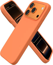 ORNARTO Compatible with iPhone 17 Pro Case 6.3", Slim Liquid Silicone 3 Layers Full Covered Soft Gel Rubber 17 Pro Phone Cases Cover 6.3 inch-Chalk Pink - Dusty Orange