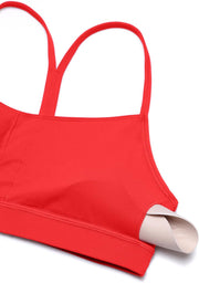 CRZ YOGA Y Back Sports Bra for Women - Padded Racerback Spaghetti Straps Thin Strap Low Impact Workout Yoga Bra
