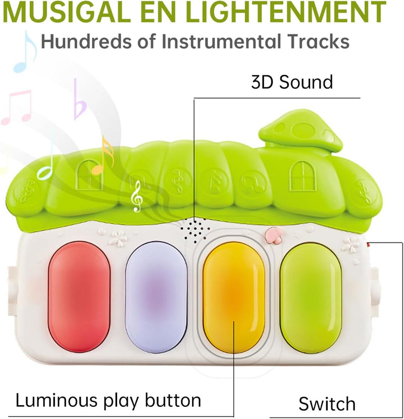 ECVV Baby Musical Gym & Crawling Mat Toy for Infants 3M+ Months with Height Ruler Color: Green