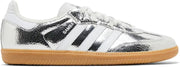 Adidas Samba OG Womens Sneaker, Silver Metallic Cracked Leather, 6.5 - Cracked Metallic Silver White