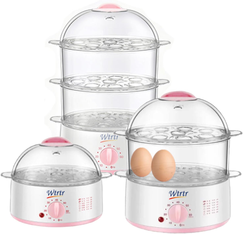 Wtrtr Timed Large Capacity Egg Boiler， 8 or 24 Egg Cooker，Egg Steamer Maker，Multi Function Breakfast Machine ，