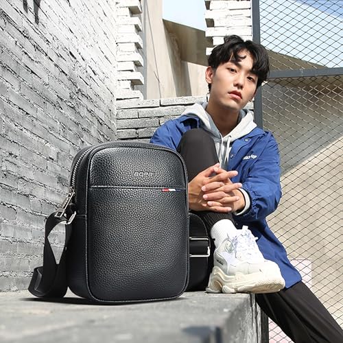 Bopai Unisex Premium Side Sling Bag Water Resistant Synthetic Leather Crossbody Bag for Travel Office Business, BO-SL591