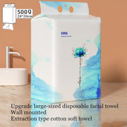 Disposable Face Towel, Wall Mounted Large Size Soft Dry Wipes, Simple Wet and Dry Facial Cleansing Tissue, Face Towelette Wipes Cloths for Sensitive Skin, Facial Cleaning, Makeup Removing (500G)