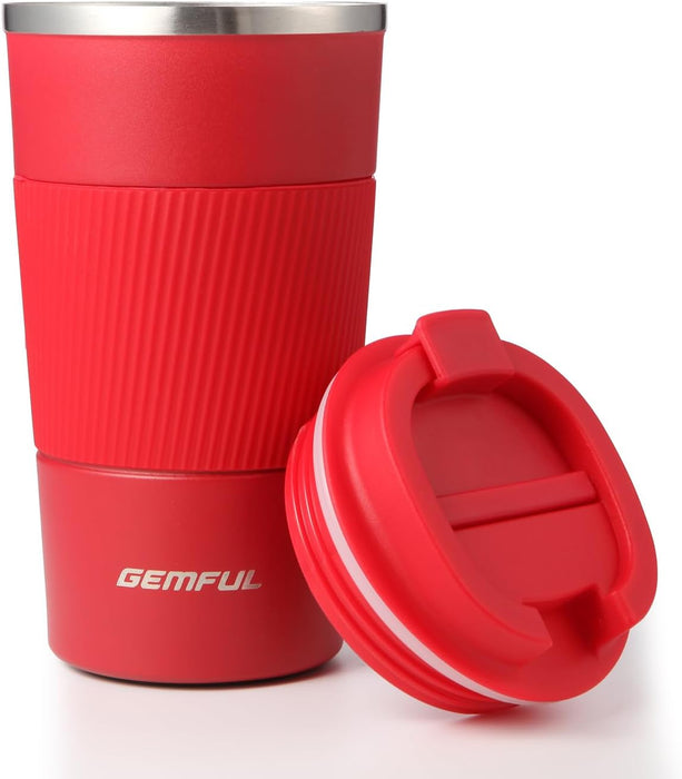 GEMFUL Travel Coffee Mug Stainless Steel Vacuum Ice and Hot Drinks Insulated Tumbler for Home Office Outdoor Works, 380ml, Pink
