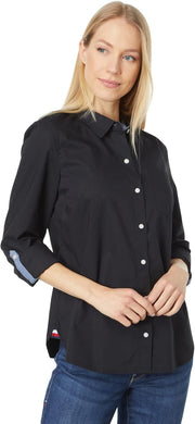 womens Roll Tab Button Down Shirt (pack of 1) - Black 01