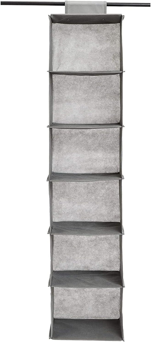 Amazon Basics 6 Tier Hanging Shelf Closet Storage Organizer, AQ-NON1016, 21.59 CM D x 29.21 CM W x 22.86 CM H - 1 Count (Pack of 1) Standard