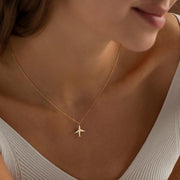 Layered Necklace for Women, 14k Gold Plated Layering Herringbone Necklace Double Layer Snake Chain Necklace Set Gold Chunky Thick Chain Choker Necklace Gifts for Women - Airplane Pendant-GD