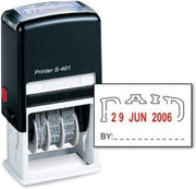 MARKQ Paid Stamp with Date, Self Inking Stamp for Office Business Supplies, Red Ink Date and Blue Text