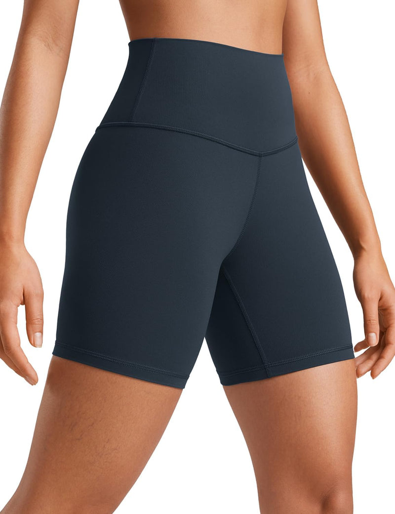Womens ButterLuxe Biker Shorts 6"- High Waist Workout Athletic Running Spandex Yoga Shorts - True Navy