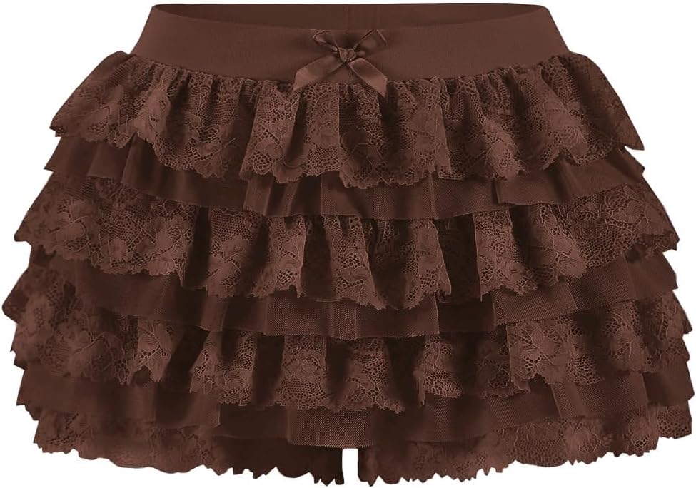 Women Y2K Lace Multi-Layered Bloomers, Lolita Ruffle Shorts, Sexy Short Pumpkin Pants, Elastic Waist Sweet Pettipants – image 2