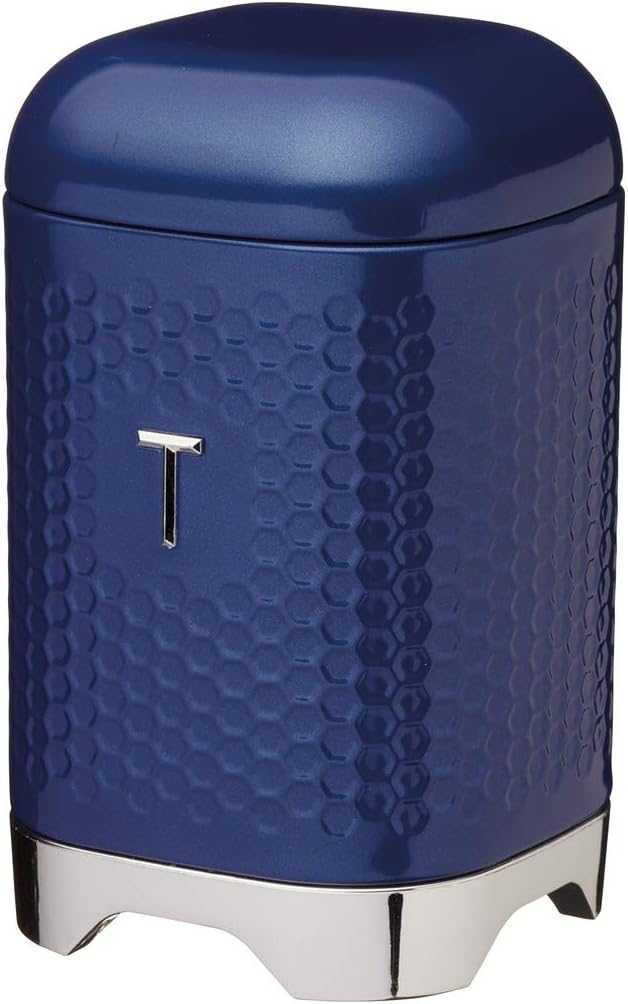 KITCHENCRAFT Lovello Midnight Navy Coffee Canister, 11x11x19cm, Gift Tagged - Midnight Navy Tea