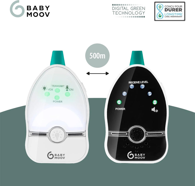 Babymoov Easy Care Baby Monitor Audio, 500 M Range, Night Light, Vox