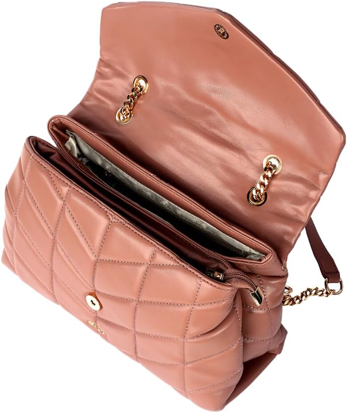 Natalia Soft Puffer Quilted Leather Women's Crossbody Handbag with Gold Chain