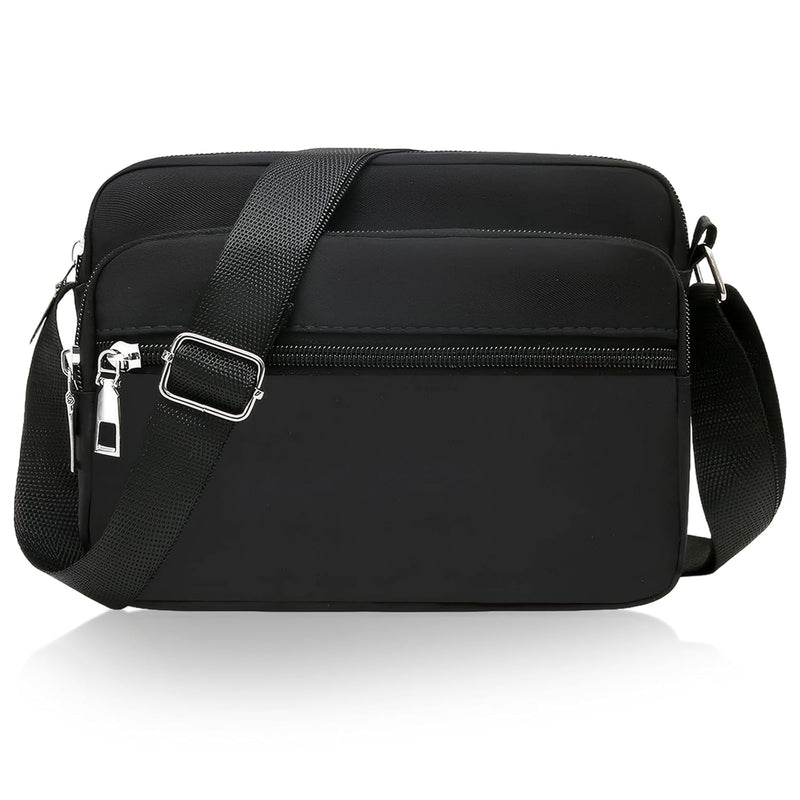 Crossbody Bag For Women With Multiple Pockets, Girls Shoulder Bag, Nylon Crossbody Bags, Phone Bag Waterproof With Adjustable Strap For Travel Shopping Outing Work Strolling (Black)