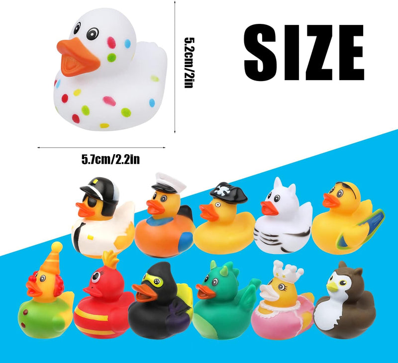 LUTER Pack of 12 Rubber Bath Ducks, Colourful Rubber Ducks Float and Bath Ducks, Cute Bath Ducks Toy for Baby Showers, Birthday Parties