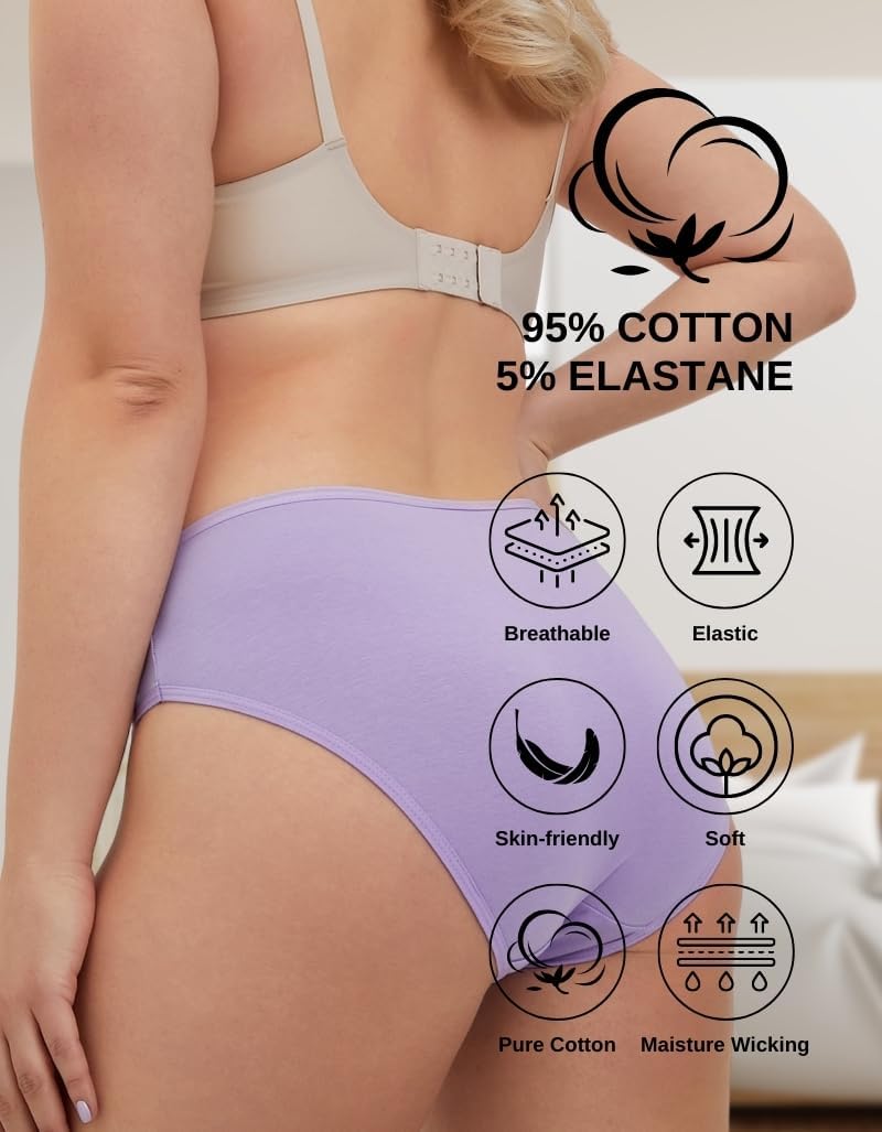 ALYA UNDERWEAR Premium Underwear for Women, Mid Rise Women’s Knickers, Breathable Organic Cotton Panties for Women, Comfortable Ladies Knickers