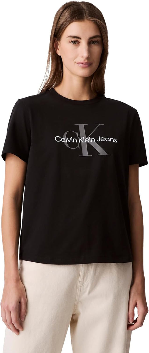 womens Monogram Logo Crewneck T-shirt Monogram Logo Crewneck T-shirt (pack of 1) - Black