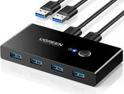USB KVM Switch Selector USB 3.0 Splitter 2 Computers Sharing 4 Devices 2 In 4 Out Switcher Box Hub for Mouse, Keyboard, Scanner, Printer, One-Button Switch, 2 Pack A to A Cable 1.5M - black