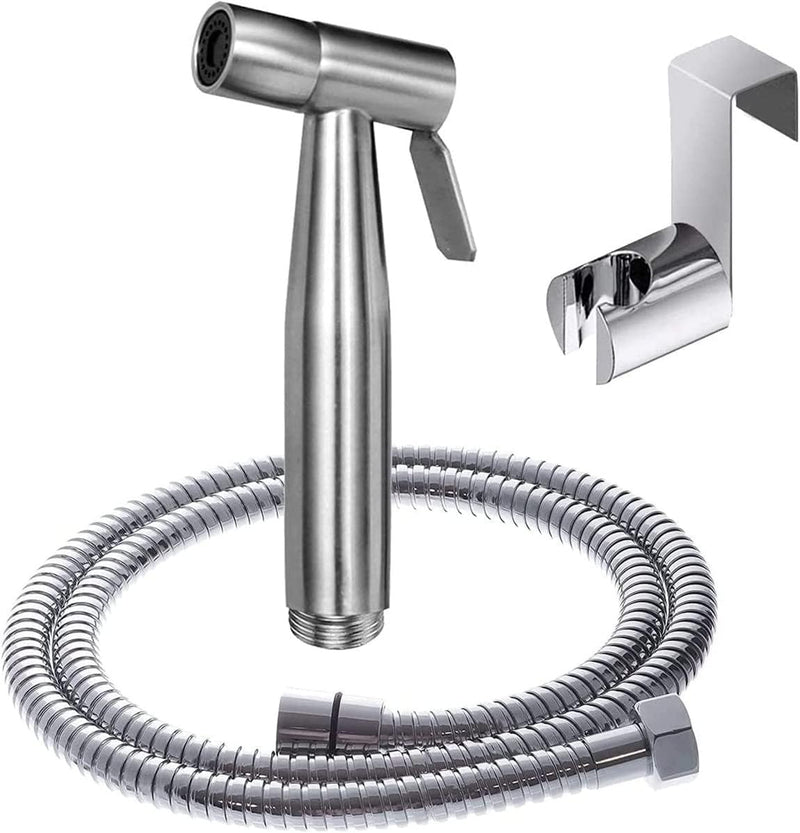 SKY-TOUCH 3 Pcs Bidet Toilet Spray Gun Set, Handheld Bidet Sprayer Shattaf with Stainless Steel Chrome Hose Toilet Water Sprayer, Silver